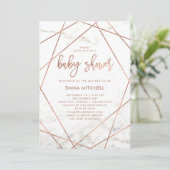 Marmor und Imitate Rose Gold Geometric Baby Dusche Einladung (Stehend Vorderseite)