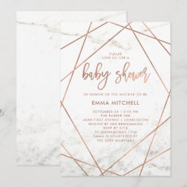Marmor und Imitate Rose Gold Geometric Baby Dusche Einladung