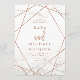 Marmor und Imitate Rose Goldene geometrische Hochz Einladung