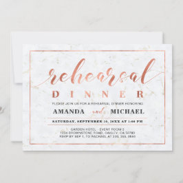 Marmor und Kupfer | Modernes Hochzeitessen Probe Einladung