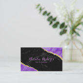Marmor und Lila Agate Makeup Artist Friseur Salon Visitenkarte (Stehend Vorderseite)