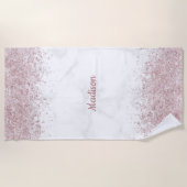 Marmor und rosa Glitzer Strandtuch (Vorderseite)