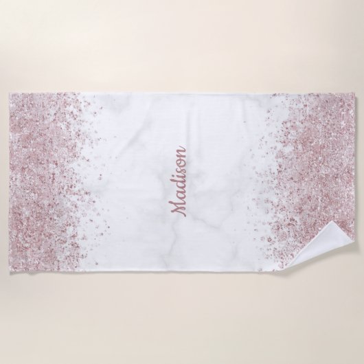 Marmor und rosa Glitzer Strandtuch (Vorderseite)