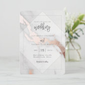 MARMOR UND ROSE GOLD EFFECT WEDING INVITATION EINLADUNG (Stehend Vorderseite)