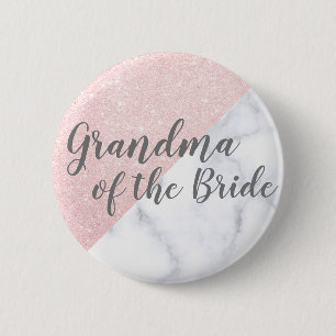 Marmor und Rose Gold Glitzer Großmutter der Braut Button