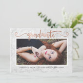 Marmor und Rose Gold Graduation Einladungen (Stehend Vorderseite)