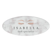 Marmor und Rose Gold Lashes & Brows | Ästhetikerin Namenschild (Vorderseite)