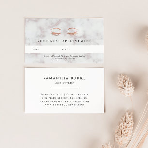 Marmor und Rose Gold Lashes & Brows Terminkarte
