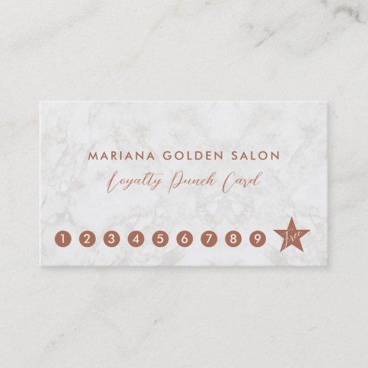 Marmor und Rose Gold Loyalty Business Punch Card Treuekarte (Vorderseite)