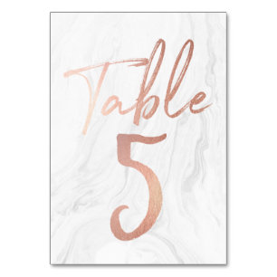 Marmor und Rose Gold Script TISCHNUMMER 5