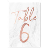 Marmor und Rose Gold Script | TISCHNUMMER 6 (Vorderseite)