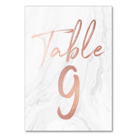 Marmor und Rose Gold Script | TISCHNUMMER 9 (Rückseite)