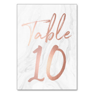 Marmor und Rose Gold Script Tischnummer Card 10