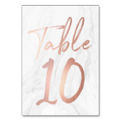 Marmor und Rose Gold Script | Tischnummer Card 10 (Vorderseite)