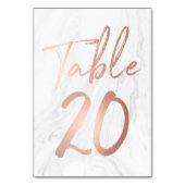 Marmor und Rose Gold Script | Tischnummer Card 20 (Rückseite)