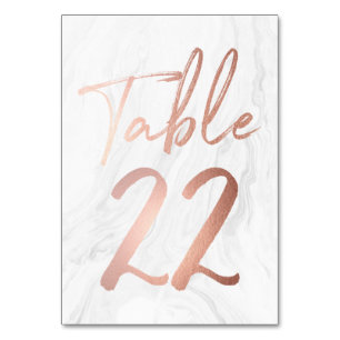 Marmor und Rose Gold Script   Tischnummer Card 22