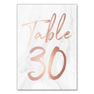 Marmor und Rose Gold Script   Tischnummer Card 30