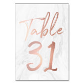 Marmor und Rose Gold Script | Tischnummer Card 31 (Vorderseite)