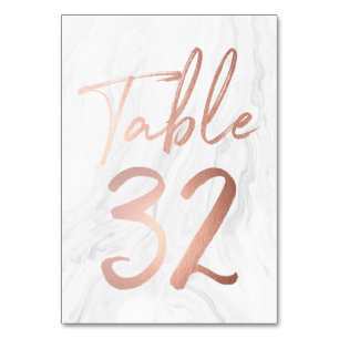 Marmor und Rose Gold Script Tischnummer Card 32