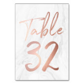 Marmor und Rose Gold Script | Tischnummer Card 32 (Vorderseite)