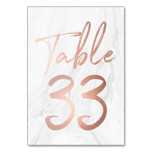Marmor und Rose Gold Script   Tischnummer Card 33
