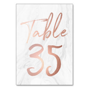 Marmor und Rose Gold Script Tischnummer Card 35