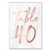 Marmor und Rose Gold Script | Tischnummer Card 40 (Vorderseite)
