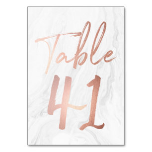 Marmor und Rose Gold Script Tischnummer Card 41