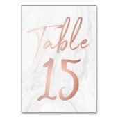 Marmor und Rose Gold Script | Tischnummer-Karte 15 Tischnummer (Rückseite)
