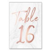 Marmor und Rose Gold Script | Tischnummer-Karte 16 Tischnummer (Vorderseite)