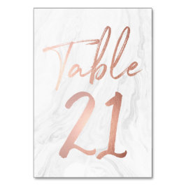 Marmor und Rose Gold Script | Tischnummer-Karte 21 Tischnummer