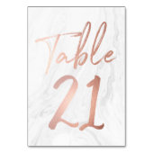 Marmor und Rose Gold Script | Tischnummer-Karte 21 Tischnummer (Rückseite)
