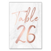 Marmor und Rose Gold Script | Tischnummer-Karte 26 Tischnummer (Vorderseite)