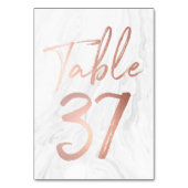 Marmor und Rose Gold Script | Tischnummer-Karte 37 Tischnummer (Vorderseite)