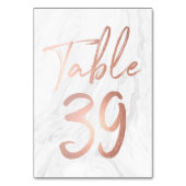 Marmor und Rose Gold Script | Tischnummer-Karte 39 Tischnummer (Vorderseite)