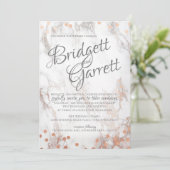 Marmor und Rose Gold Sparkle Wedding Einladung (Stehend Vorderseite)