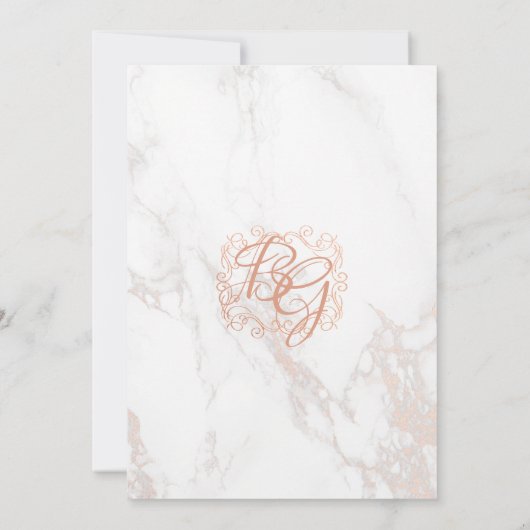 Marmor und Rose Gold Sparkle Wedding Einladung (Rückseite)