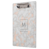 Marmor und Rose Gold Textur Monogramm Klemmbrett (Links)
