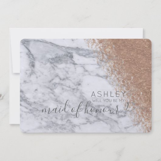 Marmor und Rose Gold werden Sie meine Trauzeugin s Einladung (Vorderseite)