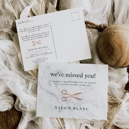 Marmor und Rose Gold | Wiedereröffnung des Friseur Postkarte