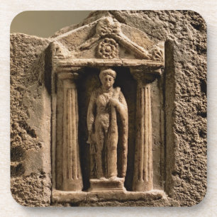 Marmor und Sandstein votive Stele mit weiblichem Getränkeuntersetzer