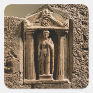 Marmor und Sandstein votive Stele mit weiblichem Quadratischer Aufkleber