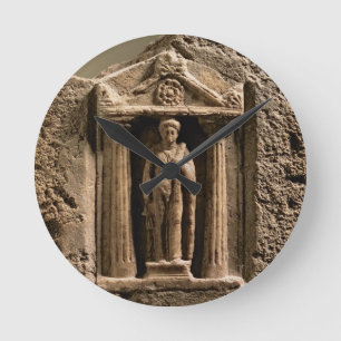 Marmor und Sandstein votive Stele mit weiblichem Runde Wanduhr