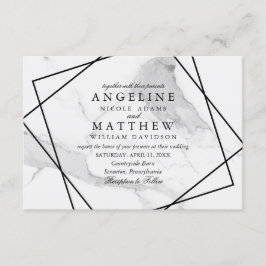 Marmor und Schwarz-Weiß-Geometrie-Hochzeitsempfang Einladung