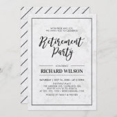 Marmor und schwarze Rahmen | Modernes Party für di Einladung (Vorne/Hinten)