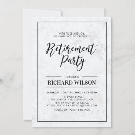 Marmor und schwarze Rahmen | Modernes Party für di Einladung