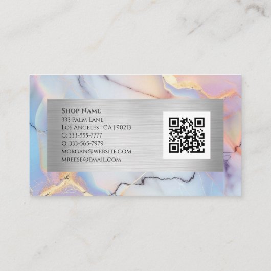 Marmor und Silber, QR-Code Visitenkarte (Rückseite)