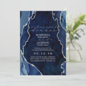 Marmor und Silver Agate Abendessen Probe Einladung (Stehend Vorderseite)