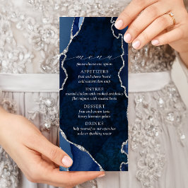 Marmor und Silver Agate Wedding Menu Werbekarte