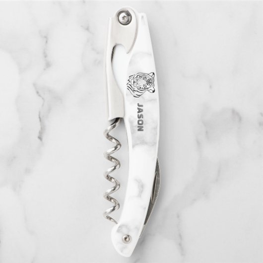 Marmor- und Tigerkopf Kellnermesser (Vorderseite)